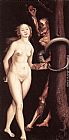 Hans Baldung Famous Paintings - Eve, the Serpent, and Death